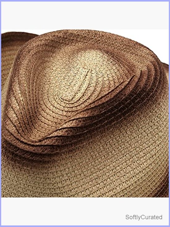 Wide Brim Straw Cowboy Sun Hat UPF50 Packable Panama Travel Beach Cap main image 5